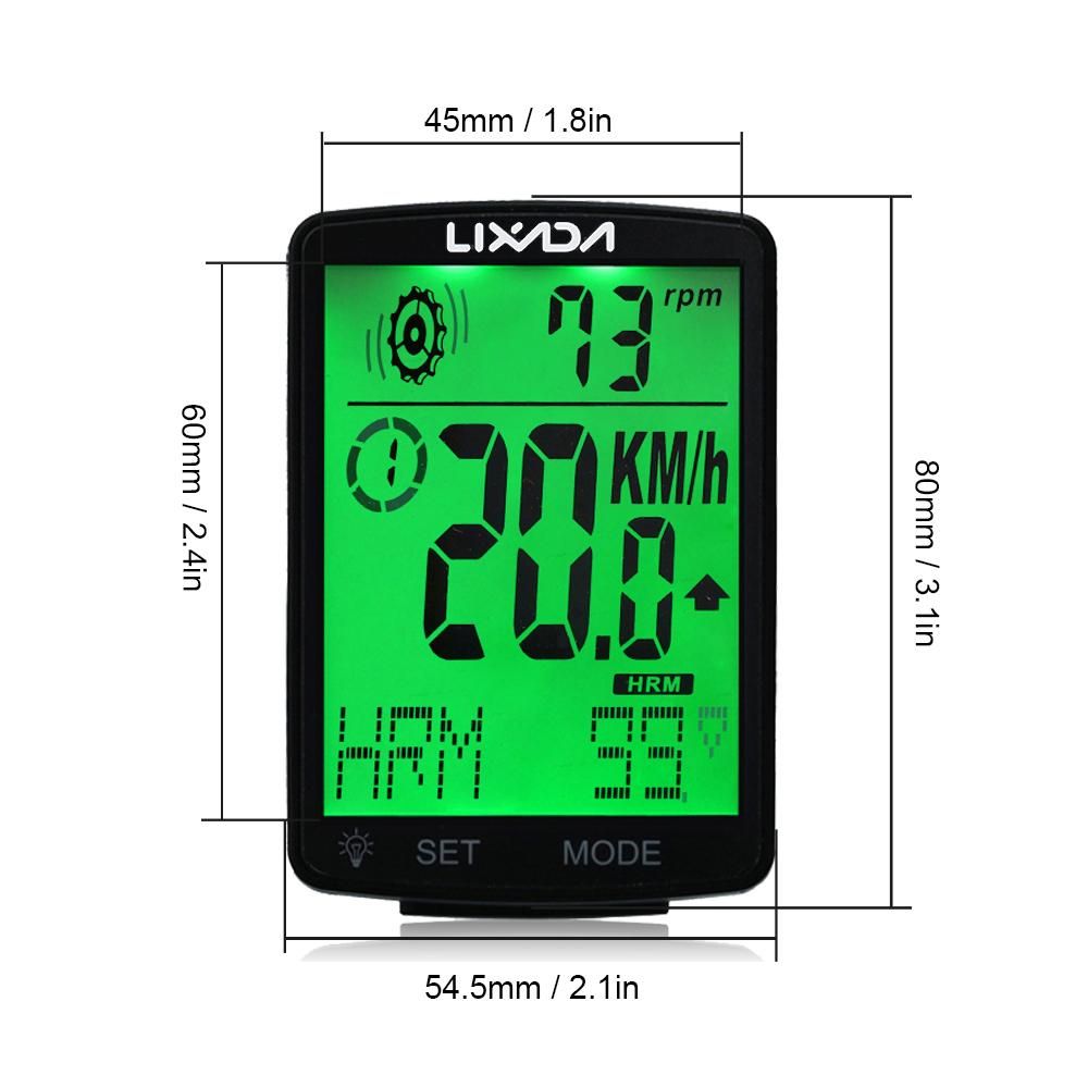 LIXADA 3 in 1 Wireless Bike Computer Multi Functional LCD Screen Bicycle Computer with Heart Rate Sensor Mountain Bike Speedometer Odometer IPX7 Waterproof Cycling Measurable Temperature Stopwatch