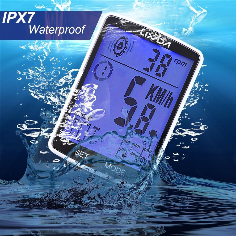 LIXADA 3 in 1 Wireless Bike Computer Multi Functional LCD Screen Bicycle Computer with Heart Rate Sensor Mountain Bike Speedometer Odometer IPX7 Waterproof Cycling Measurable Temperature Stopwatch