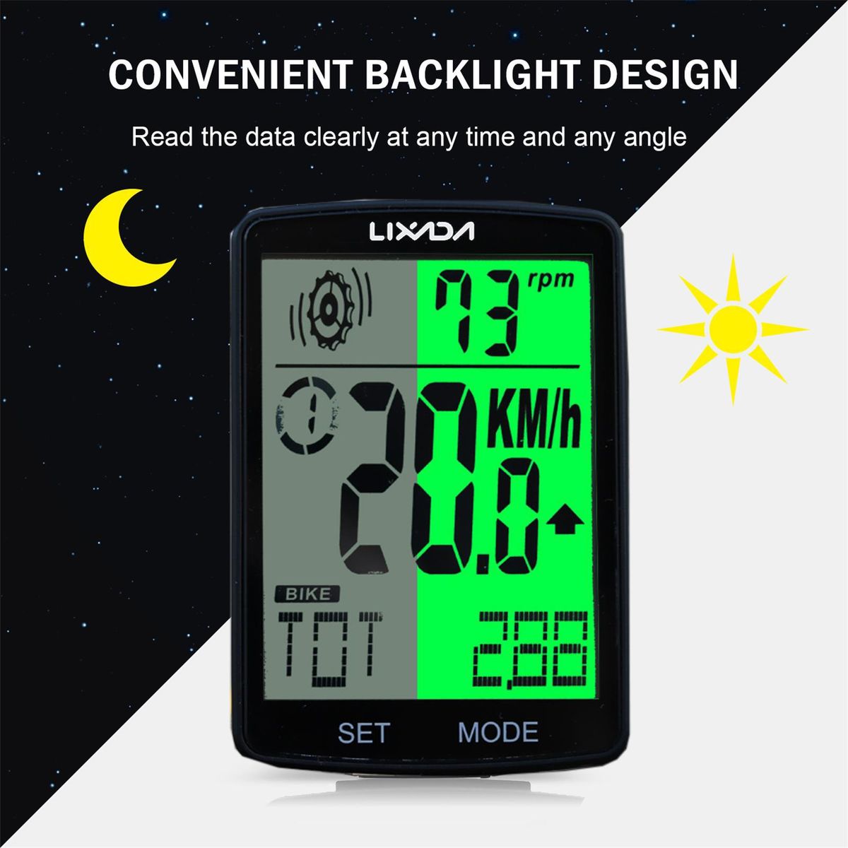 LIXADA 3 in 1 Wireless Bike Computer Multi Functional LCD Screen Bicycle Computer with Heart Rate Sensor Mountain Bike Speedometer Odometer IPX7 Waterproof Cycling Measurable Temperature Stopwatch