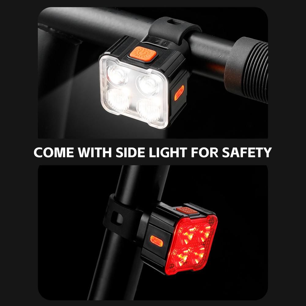 Rechargeable Bike Lights Set Front and Rear Waterproof Bike Lights for Night Riding