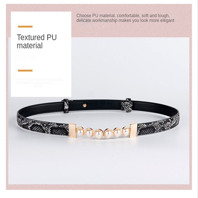 Simple Thin Belt Women's PU Leather Versatile Belt Casual Alloy Buckle Thin