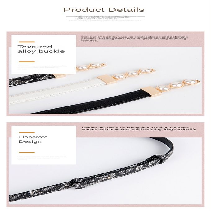 Simple Thin Belt Women's PU Leather Versatile Belt Casual Alloy Buckle Thin