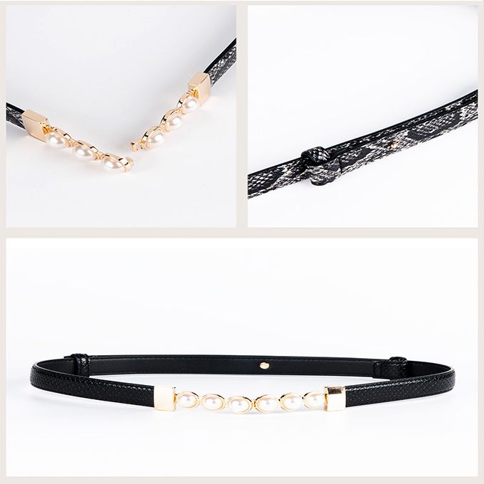 Simple Thin Belt Women's PU Leather Versatile Belt Casual Alloy Buckle Thin