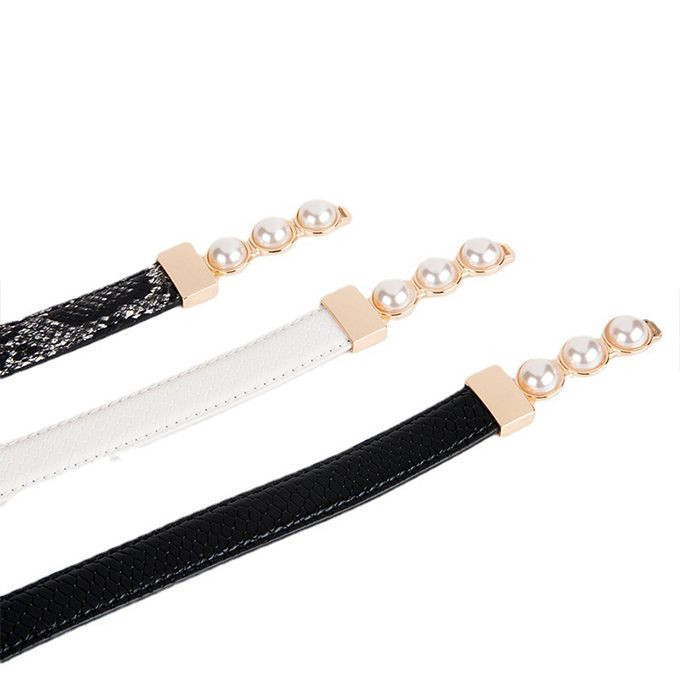 Simple Thin Belt Women's PU Leather Versatile Belt Casual Alloy Buckle Thin