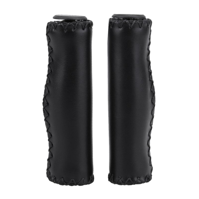 Bike Handlebar Grips Hand-Stitched Retro Bicycle Grips for Most 22.2mm  7/8Inch) Bicycle Handlebar Black
