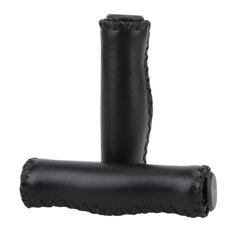Bike Handlebar Grips Hand-Stitched Retro Bicycle Grips for Most 22.2mm  7/8Inch) Bicycle Handlebar Black