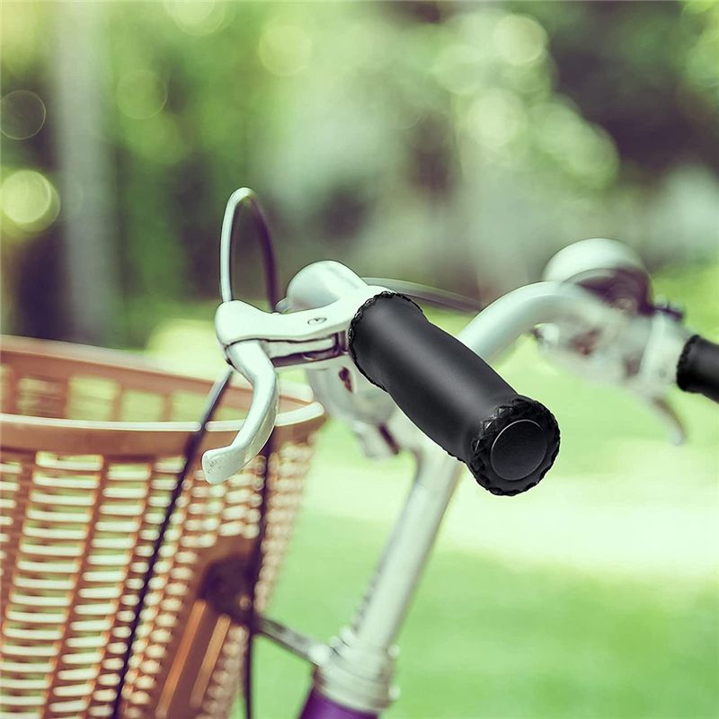 Bike Handlebar Grips Hand-Stitched Retro Bicycle Grips for Most 22.2mm  7/8Inch) Bicycle Handlebar Black