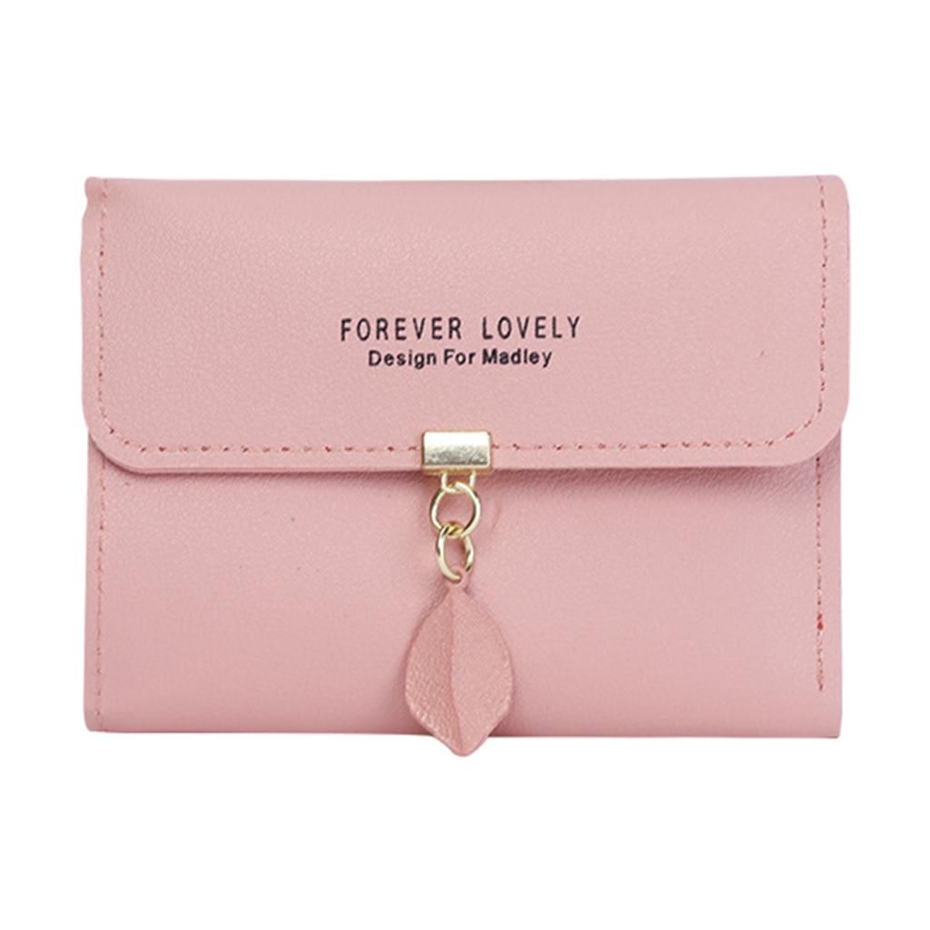 Womens Lady Purse Compact Bifold Wallet Card Holder Bag Handbag Pink