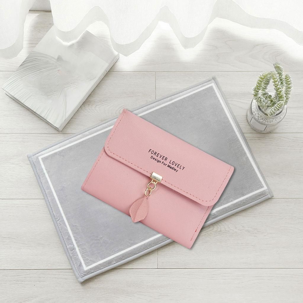 Womens Lady Purse Compact Bifold Wallet Card Holder Bag Handbag Pink