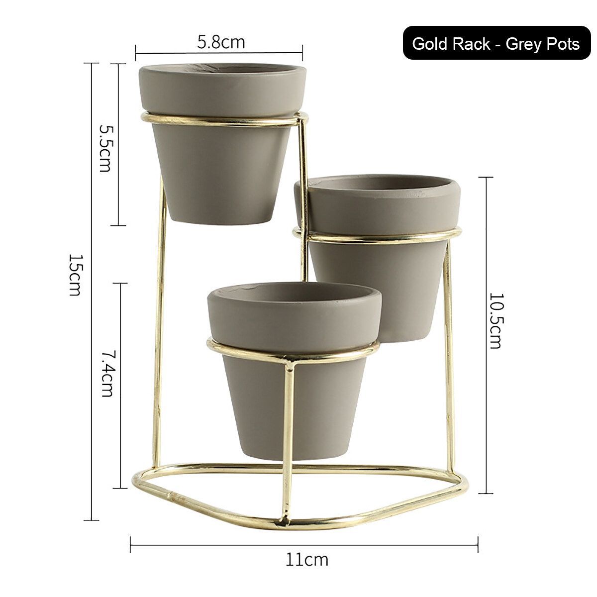 Flower Stand Gold Frame Grey Basin