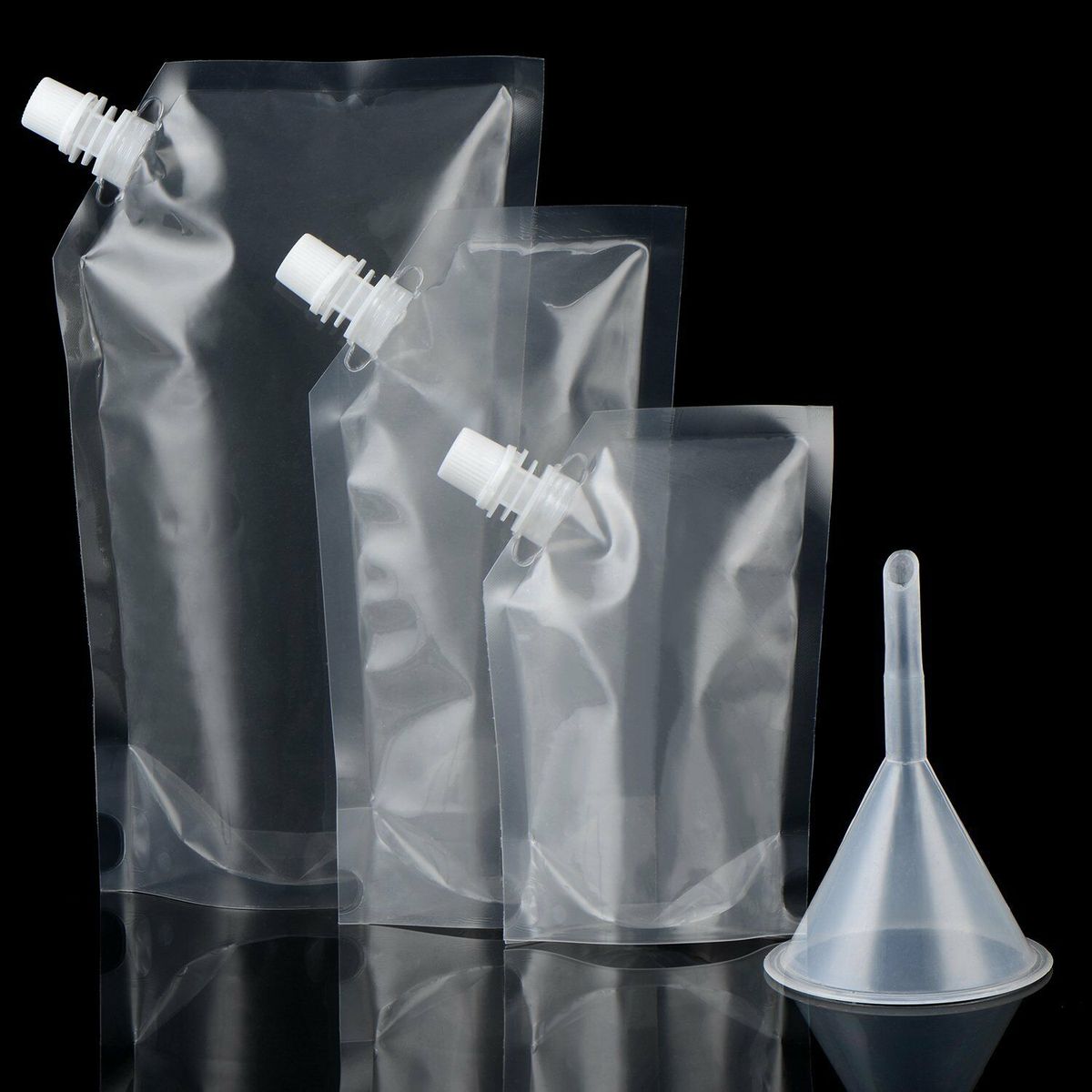9pcs Set Plastic Drinking Pouch Flasks Reusable Cup