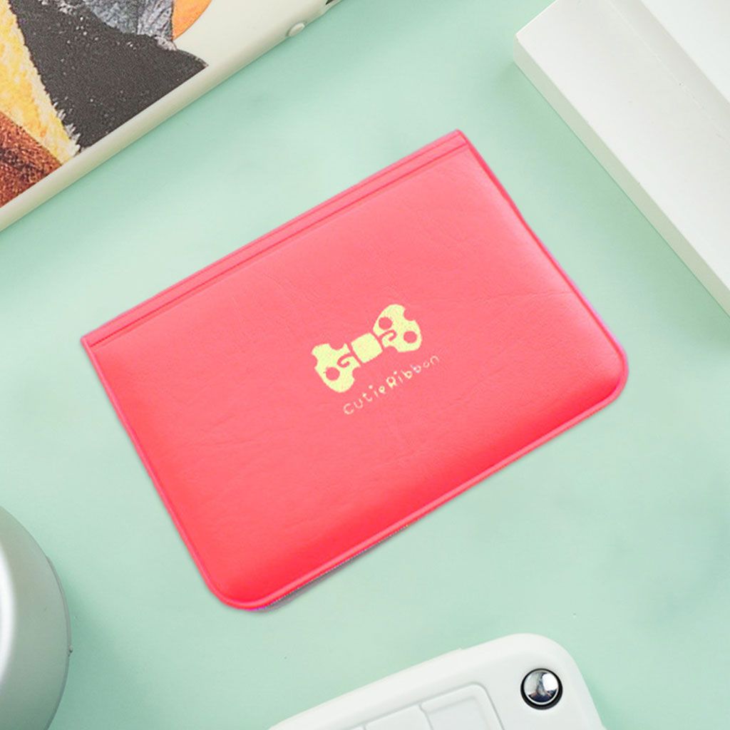 Credit Card Holder 12 Slots Pocket Protector Thin Card Cover ID Red