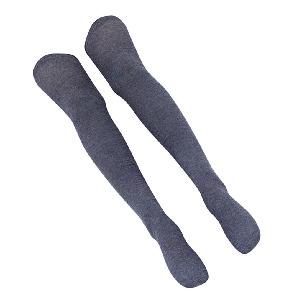 Women Girl Extra Long Thigh High Socks Stocking School Dark Grey