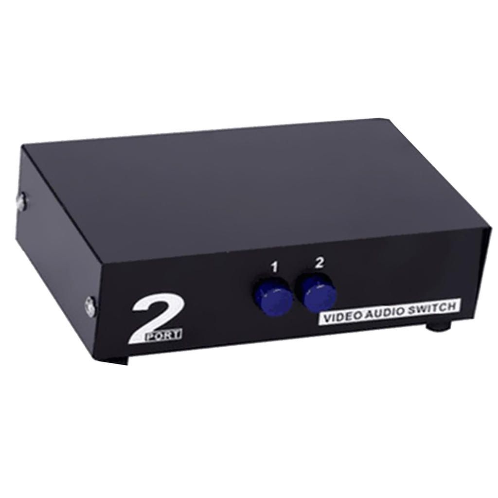 2 Way 3-RCA Video Audio AV Switcher Selector 2 In 1 Out TV Splitter