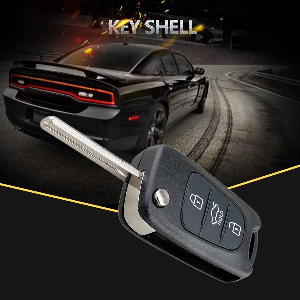 MT 3 BN Flip Remote Key Fob Case Shell For KIA Rondo Sportage Soul Rio-black