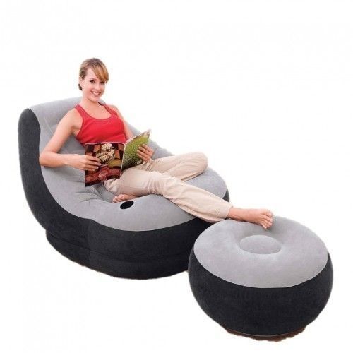 Inflatable Air Chair With Foot Rest And Pump