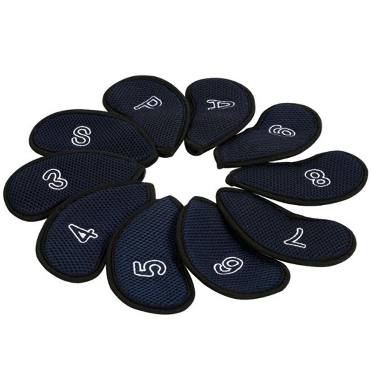 10Pcs Golf Protective Covers Golf Iron Head Covers Protectors Decors Black