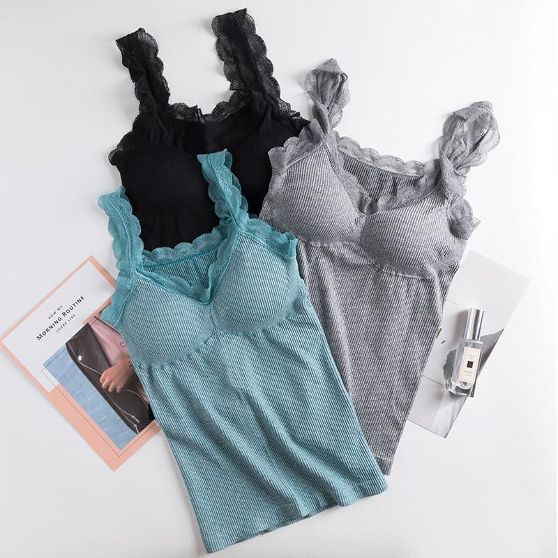 Top adjusted for women Breathable clothing T-shirt tank top classic knitted T-shirt with lace straps and round neck