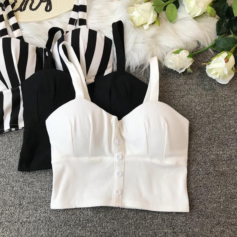 Short Top Size 3XL for Womens Halter Camisole Neck Sexy Sleeveless Blouse With Buttons on Breed And Elastic Back