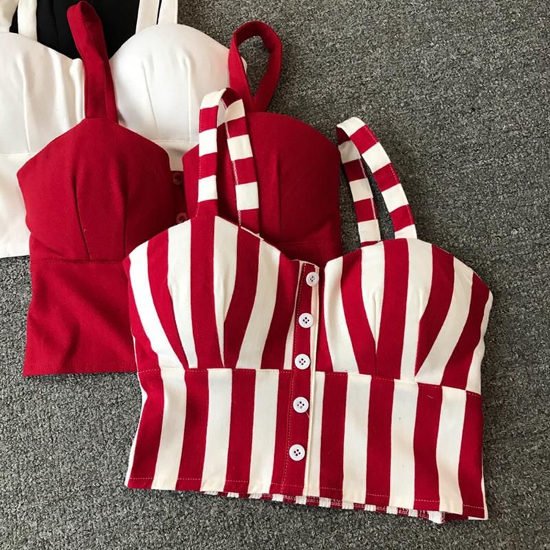Short Top Size 3XL for Womens Halter Camisole Neck Sexy Sleeveless Blouse With Buttons on Breed And Elastic Back