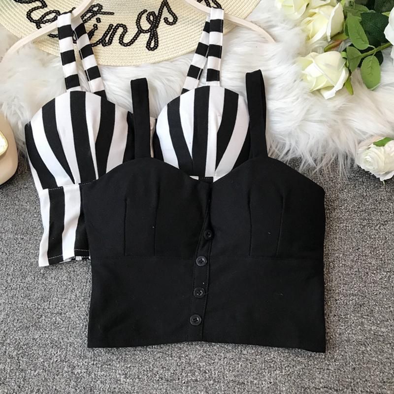 Short Top Size 3XL for Womens Halter Camisole Neck Sexy Sleeveless Blouse With Buttons on Breed And Elastic Back