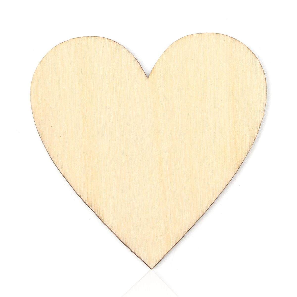 5SET 25Pcs Unfinished Wooden Love Heart Shape Wedding Plaques Art Craft Embellishment Natural Wood
