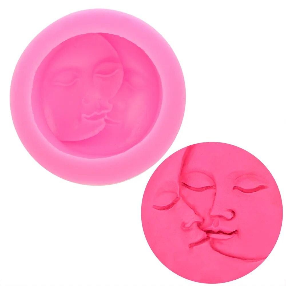 Baking Tool Round Shape Sun Moon Faces Mould Cake Decorating Tools DIY Fondant Chocolate Soap Mold Silicone Mold
