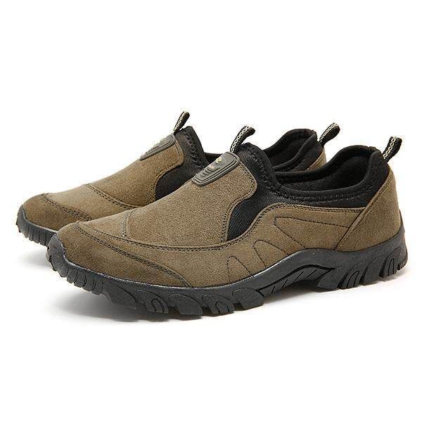 Men Canvas Elastic Slip On Light Weight Sports Outdoors Walking Shoes Sneakers Brown {44}