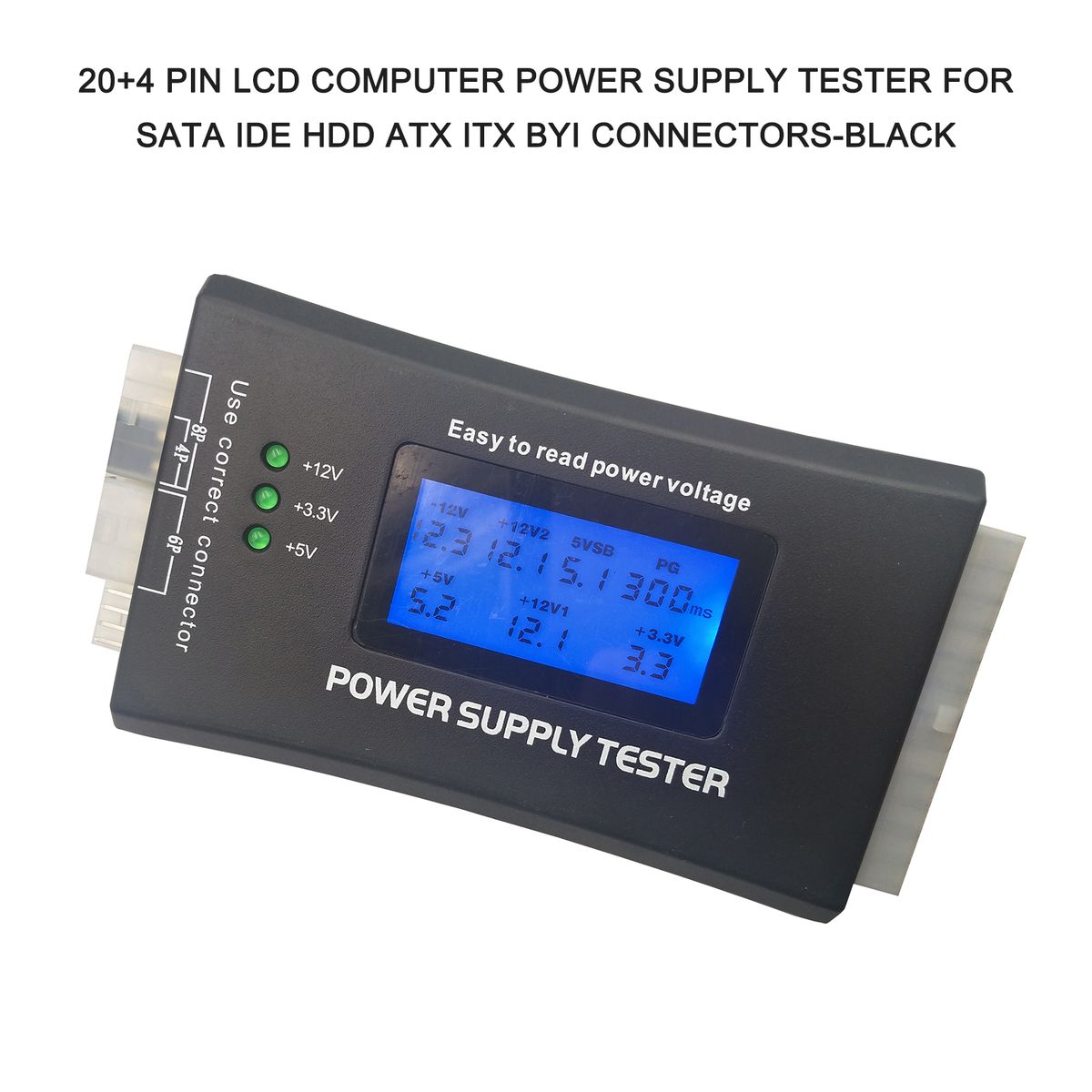 20+4 Pin LCD Computer Power Supply Tester For SATA IDE HDD