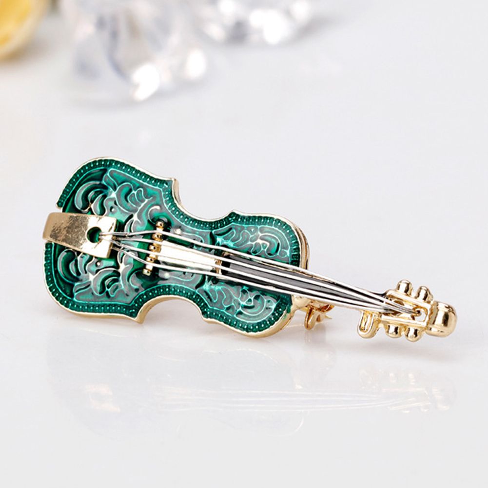 Unisex Violin Shape Enamel Instrument Brooch Pin Corsage Suit Lapel Decoration