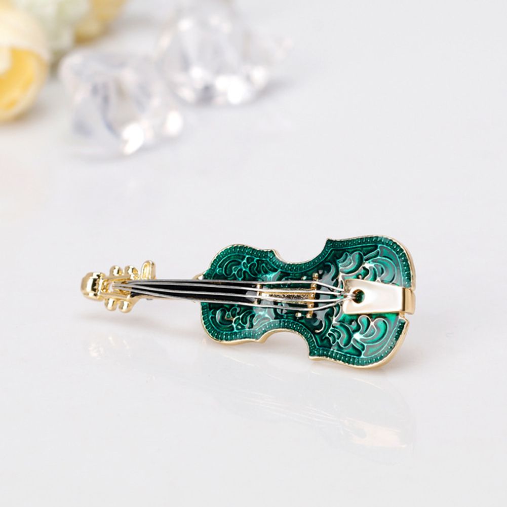Unisex Violin Shape Enamel Instrument Brooch Pin Corsage Suit Lapel Decoration