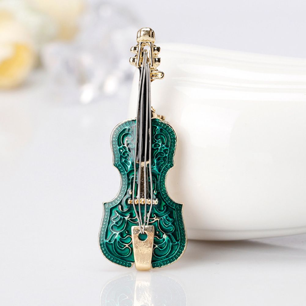 Unisex Violin Shape Enamel Instrument Brooch Pin Corsage Suit Lapel Decoration