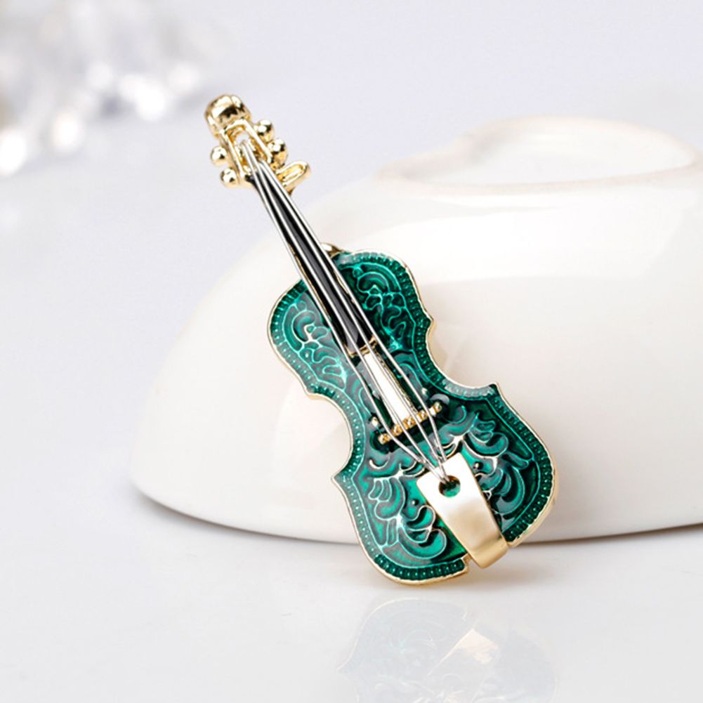 Unisex Violin Shape Enamel Instrument Brooch Pin Corsage Suit Lapel Decoration