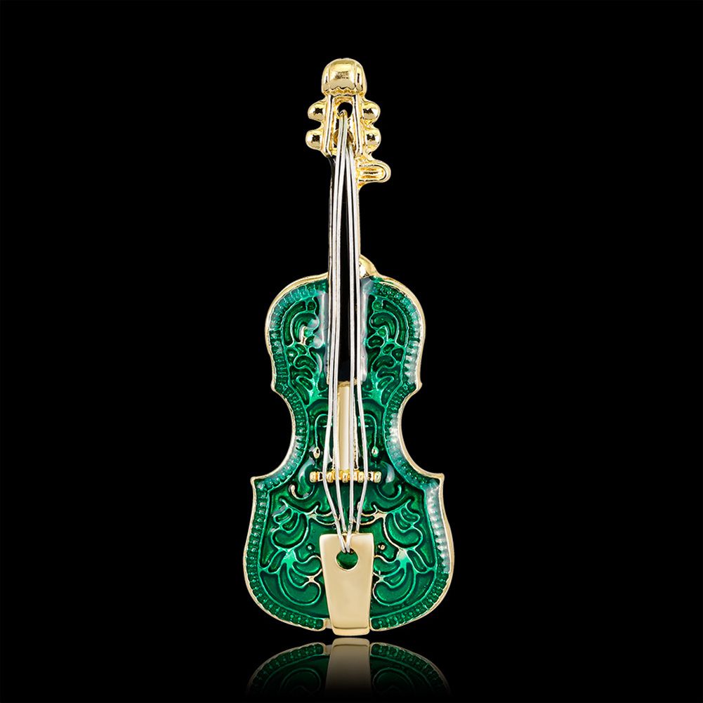 Unisex Violin Shape Enamel Instrument Brooch Pin Corsage Suit Lapel Decoration