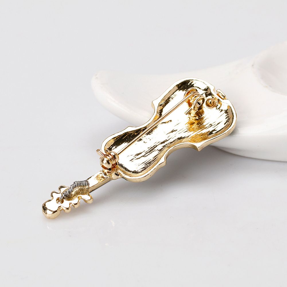 Unisex Violin Shape Enamel Instrument Brooch Pin Corsage Suit Lapel Decoration