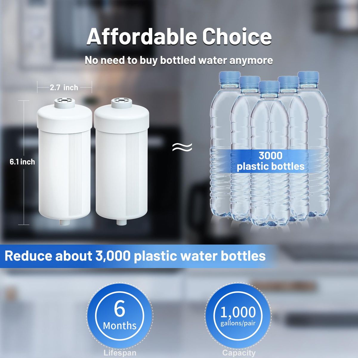 2 Pack Fluoride Water Filter with Activated Carbon Filters Fluoride Reduction Water Filter Replacement for Gravity Filter System Water Purifier Replacement Filters