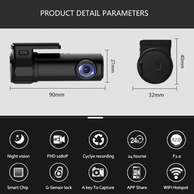 Vodool Smart Wifi Car Dvr Camera 5mp Full Hd 1080p Driving