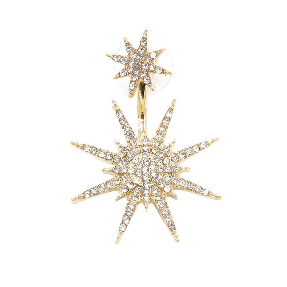 1 Pc Elegant Shiny Rhinestone Stud Earrings Dance Cocktail Ear Jacket Jewelry
