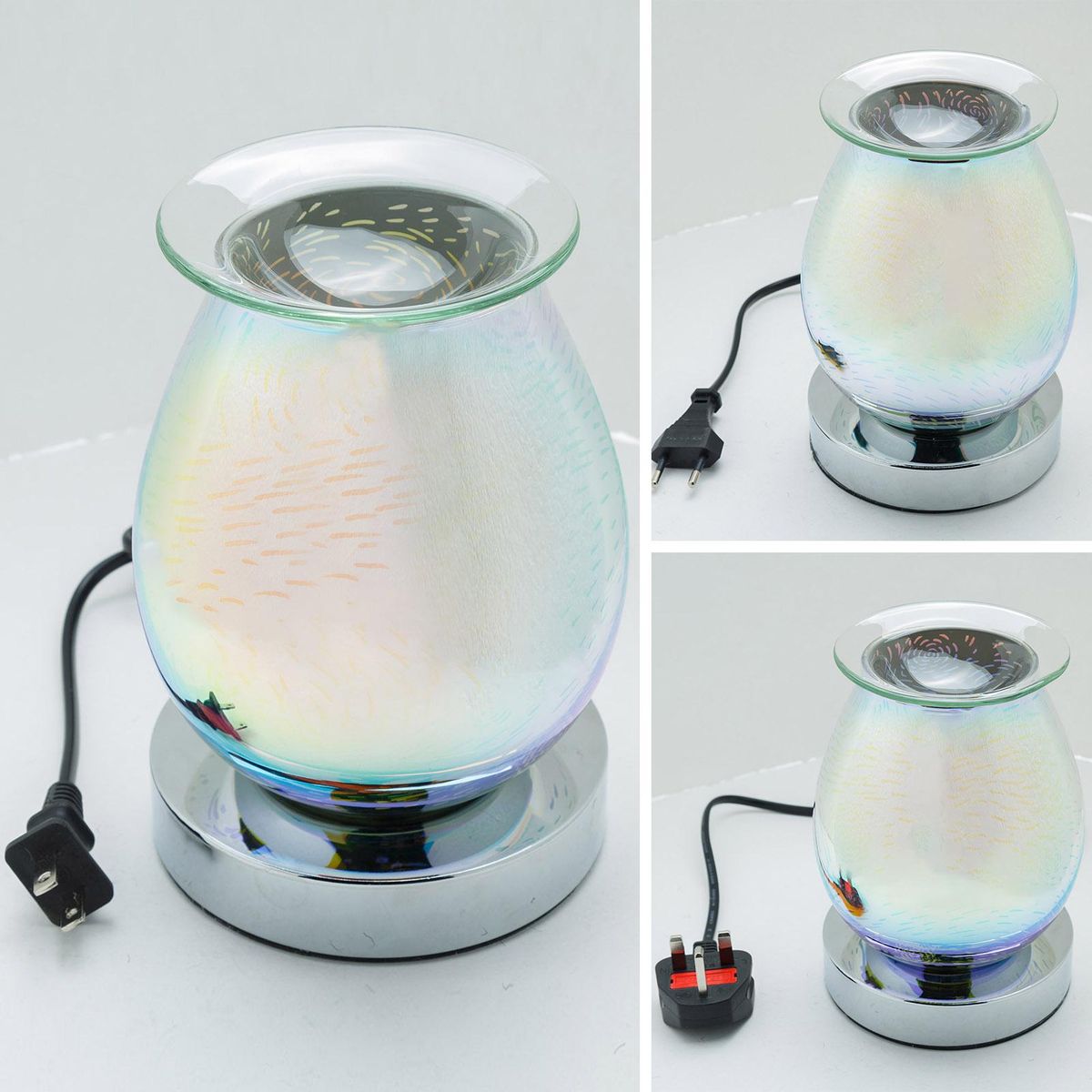3D Glass Wax Warmer Night Light Touching Control Multi-Color Fragrance Light Home Bedroom Decor Light