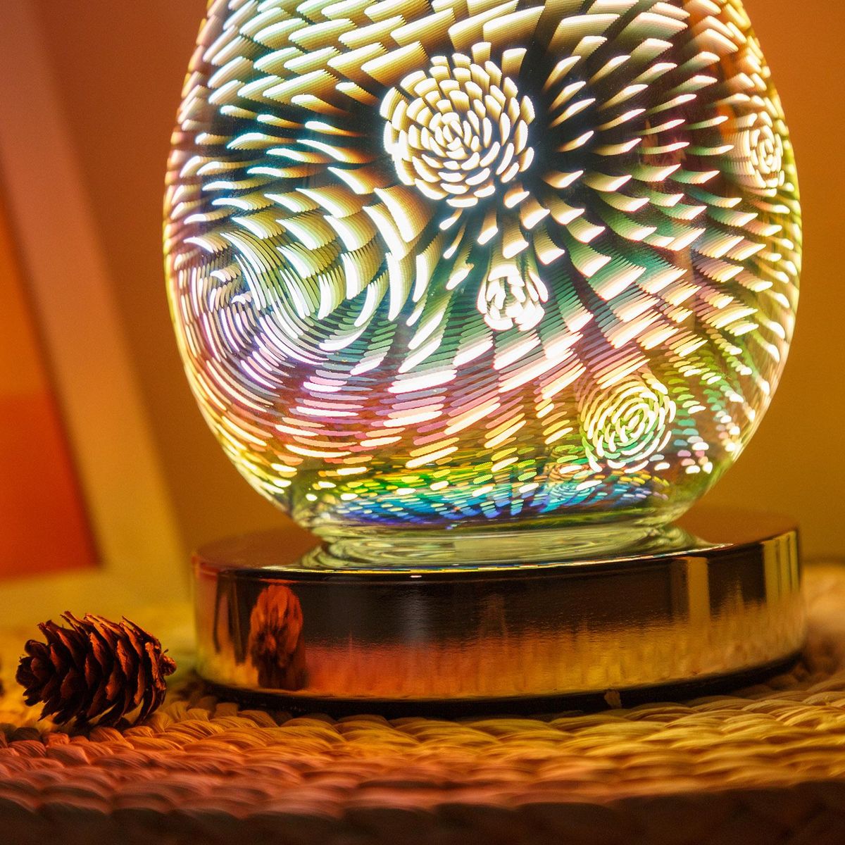 3D Glass Wax Warmer Night Light Touching Control Multi-Color Fragrance Light Home Bedroom Decor Light