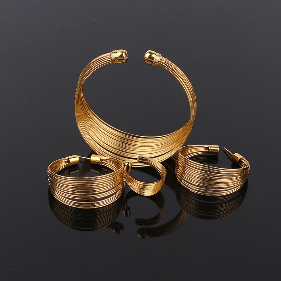 Quality Wire Costume Women Jewelry Set Accessories Female Gold Necklace Sets