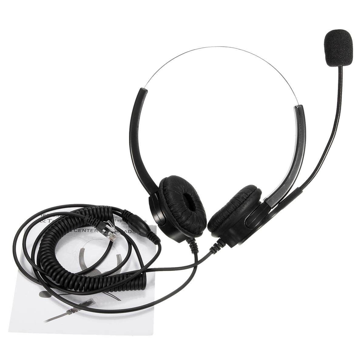 Hands-free Call Center Noise Cancelling Corded Binaural Headset Headphone Mic