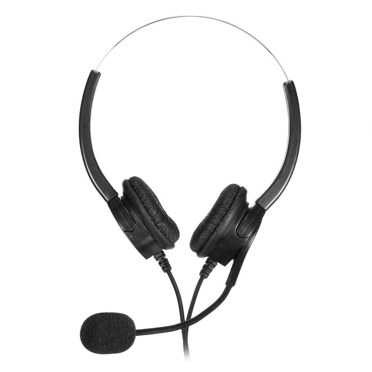 Hands-free Call Center Noise Cancelling Corded Binaural Headset Headphone Mic