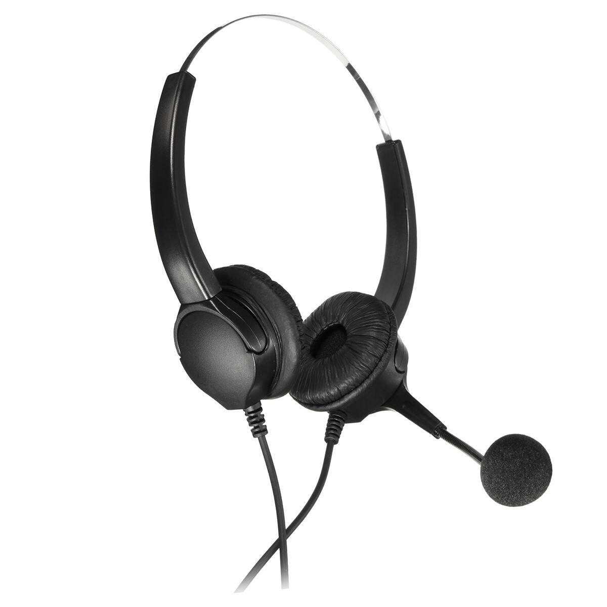 Hands-free Call Center Noise Cancelling Corded Binaural Headset Headphone Mic