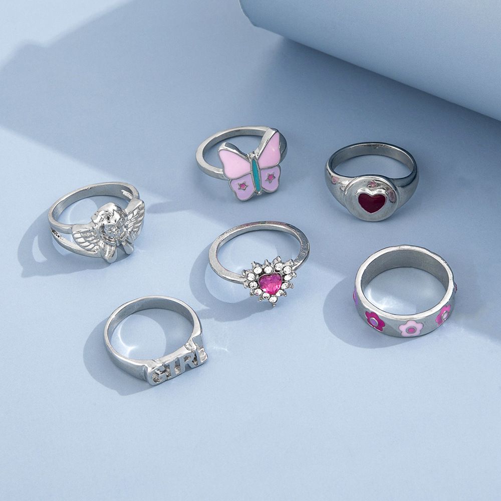 6 Pcs/set GIRL Knuckle Ring Set For Ladies Women Rings Jewelry Fashion Gift