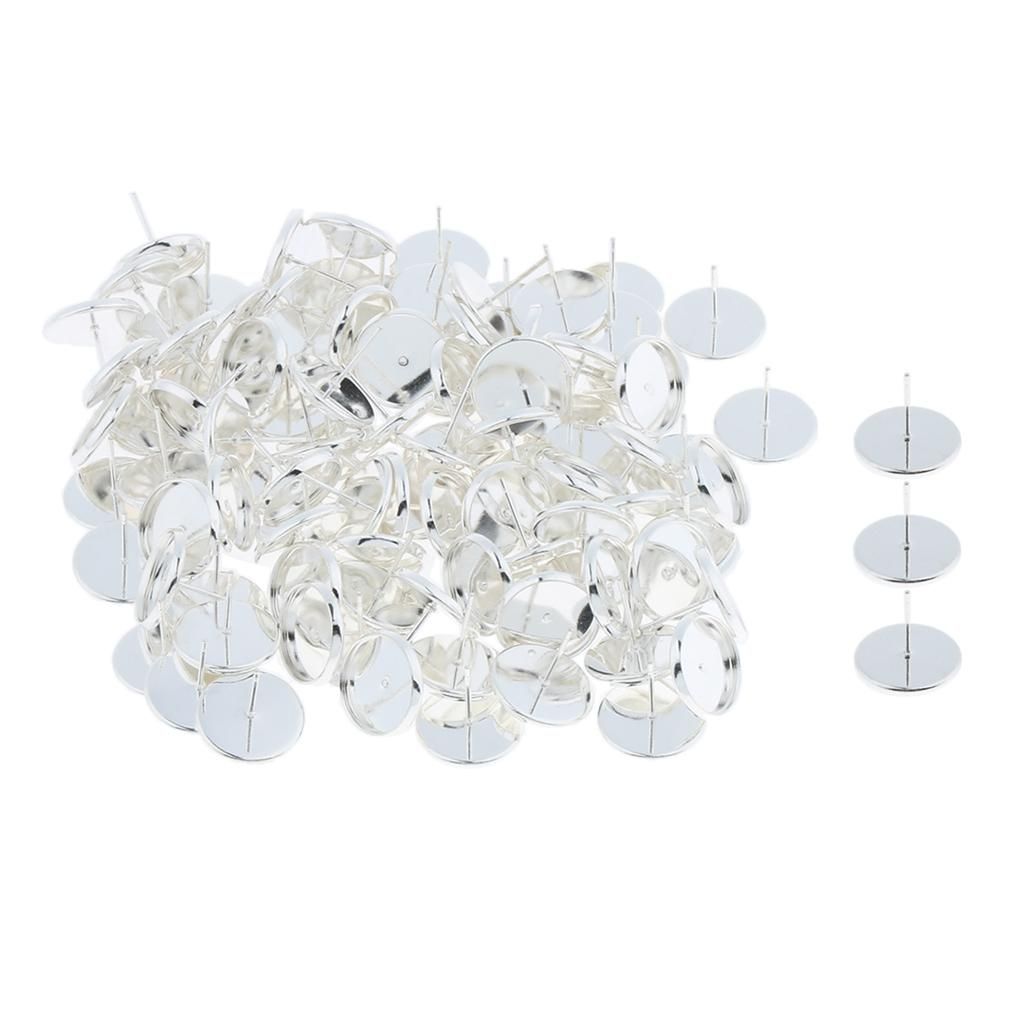 2x 100/pack Silver Blank Stud Earring Cabochon Setting