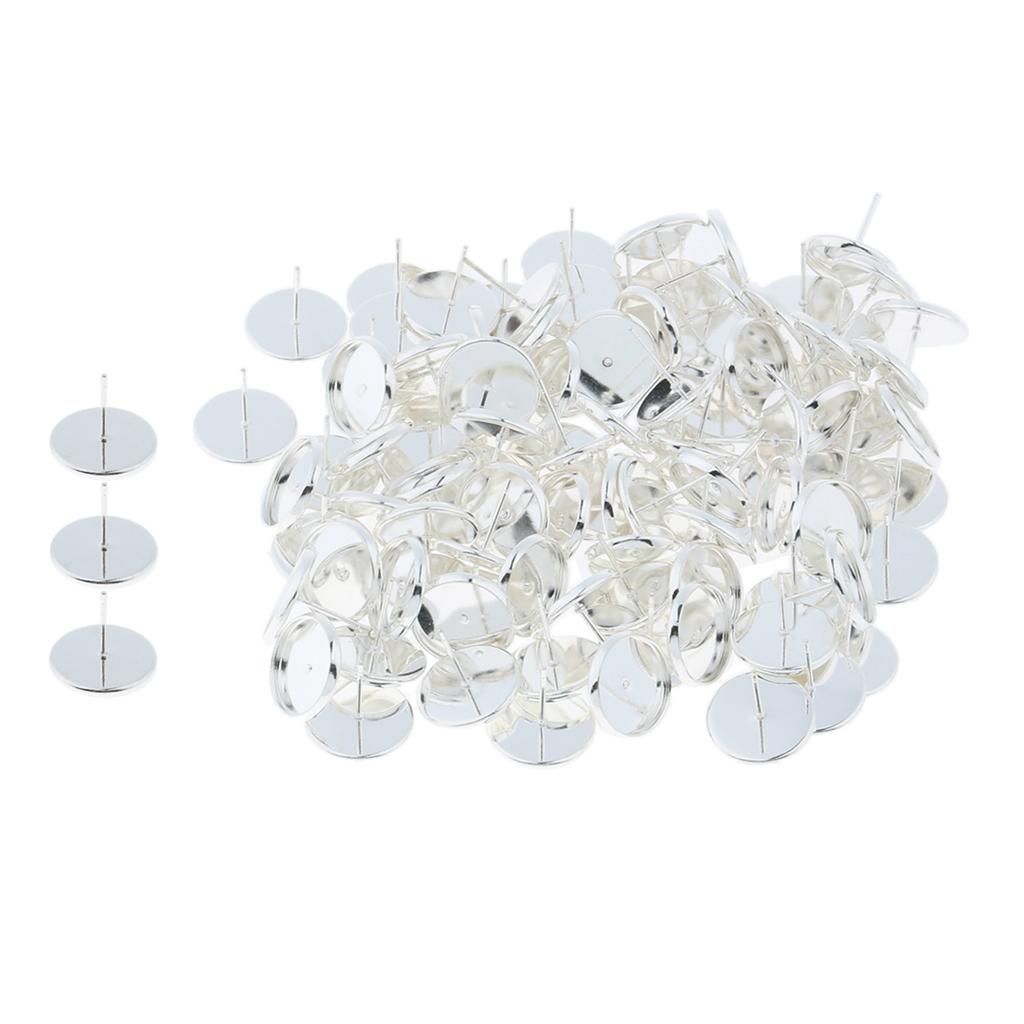 2x 100/pack Silver Blank Stud Earring Cabochon Setting