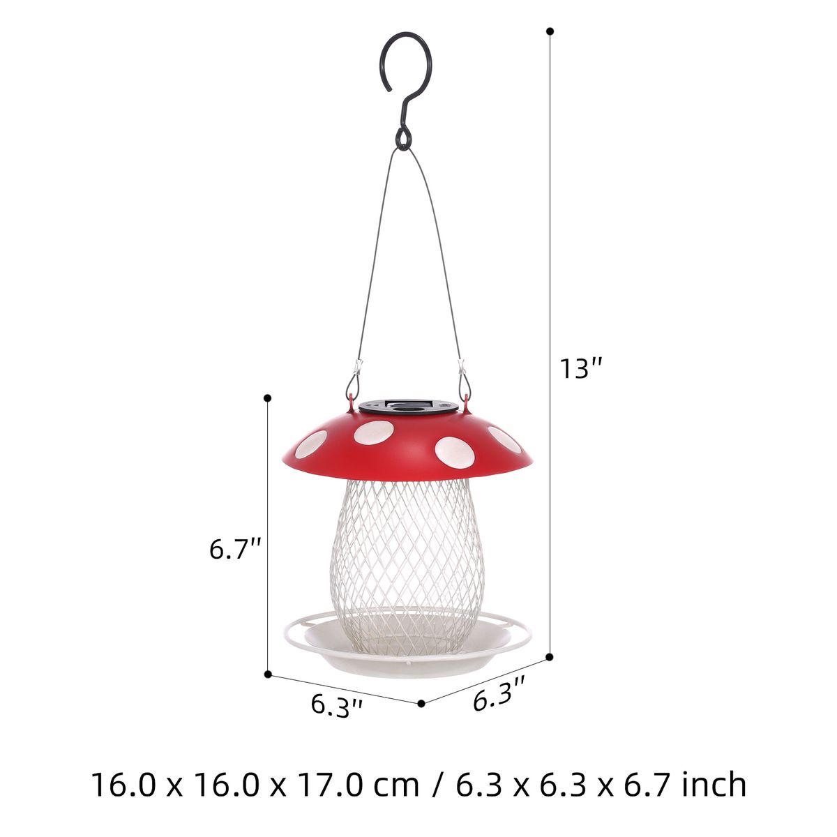Tomfeel Mushroom Bird Feeder Solar Lamp Lights Wild Bird
