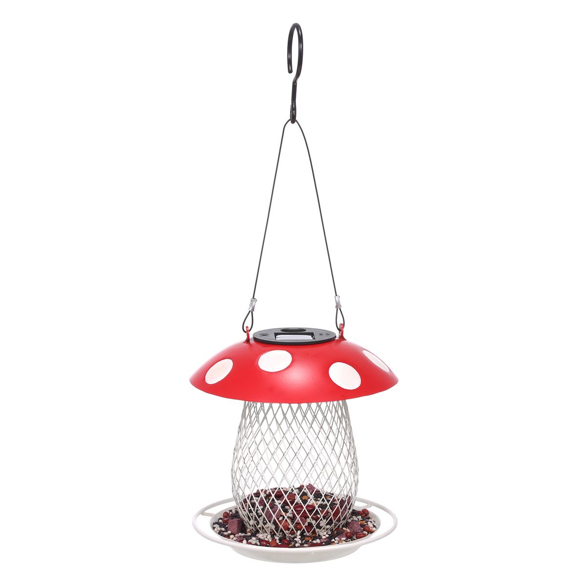 Tomfeel Mushroom Bird Feeder Solar Lamp Lights Wild Bird