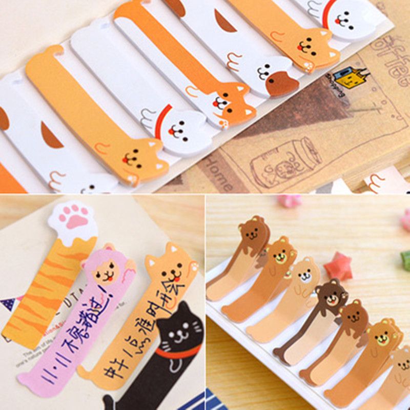 8 Set Bookmarks Sticker Memo Pad Cartoon Animals Sticky Dog